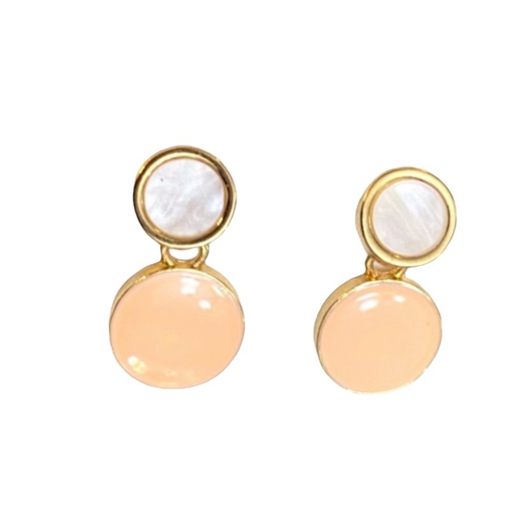Drip Glazed Earrings - Peach, Ivory, Gold.